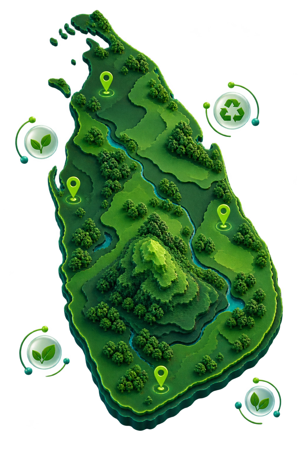 Green map of Sri Lanka / ශ්රී ලංකාවේ කොළ පැහැති සිතියම